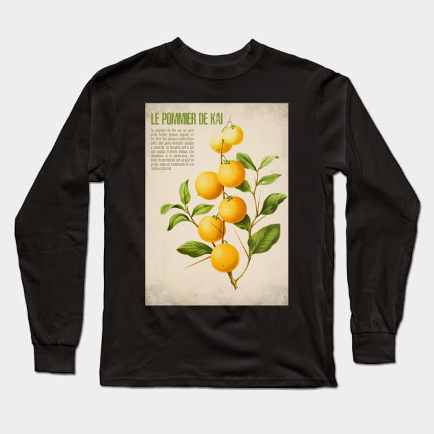 Old fruit poster - Kai's apple tree - Vintage - retro Long Sleeve T-Shirt by Labonneepoque